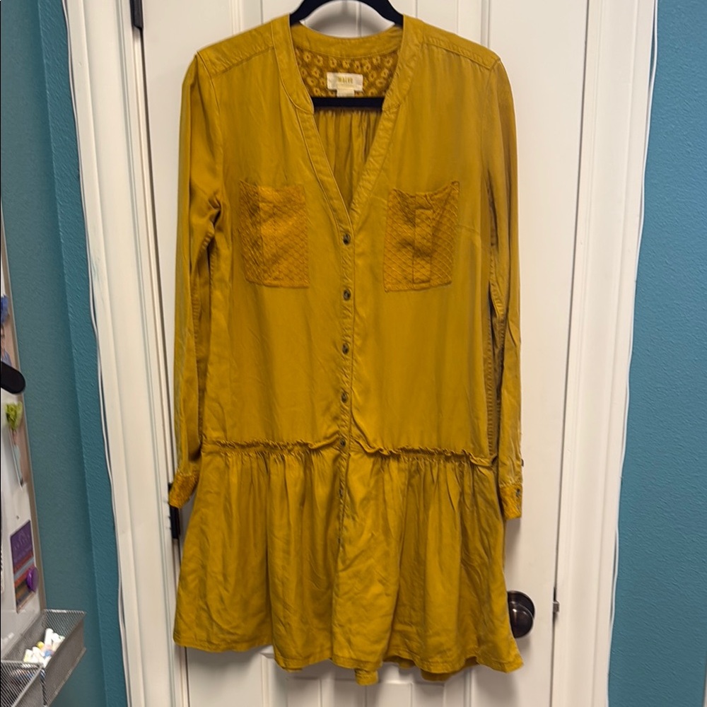 Anthro mustard drop waist Dress